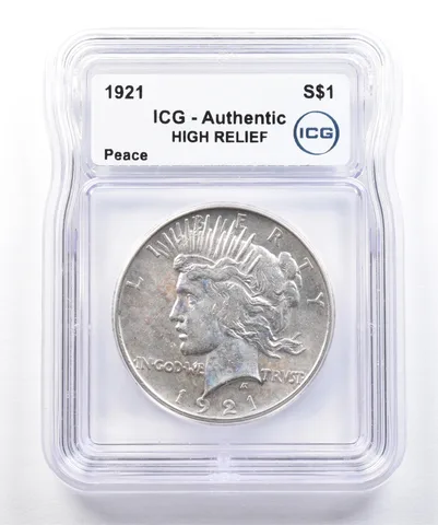 1921 Peace Silver Dollar High Relief Authentic ICG *1752