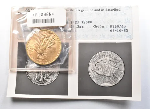 1923 $20 Saint Gaudens Gold Double Eagle MS60/63 ANACS Photograde *2702