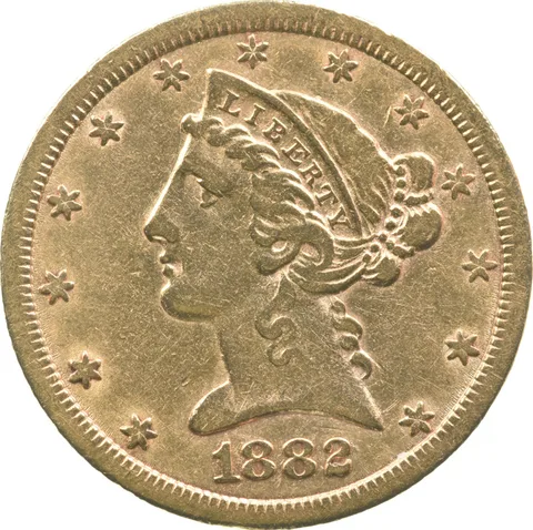 1882-CC $5 Liberty Head Gold Half Eagle *6373