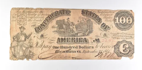 1861 $100 Confederate States Of America T-13 Large Note a8608