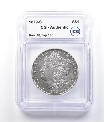 1879-S Morgan Silver Dollar Reverse 78 Top 100 Authentic ICG a2905