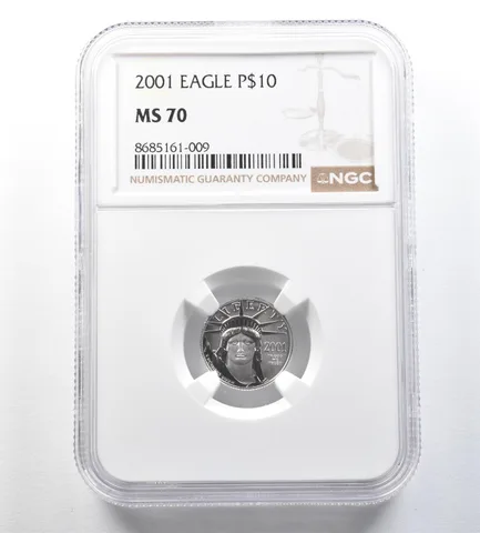 2001 $10 American Platinum Eagle 1/10 Oz Platinum MS70 NGC