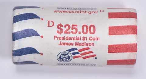 2007-D James Madison Presidential $1 Coin Roll of $25 Unc US Mint BU