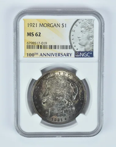 MS62 1921 Morgan Silver Dollar NGC Beautifully Toned a7473