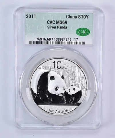 2011 China 10 Yuan Silver Panda 1 Oz MS69 CAC CACg