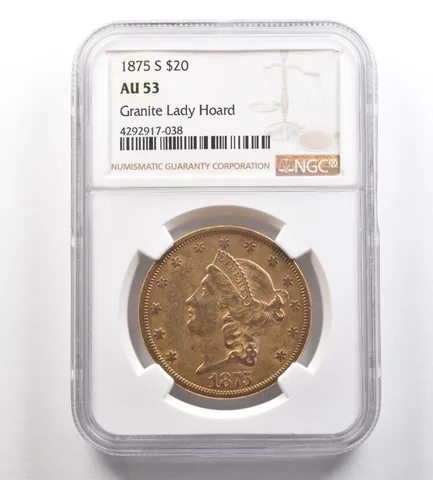 1875-S $20 Liberty Head Gold Double Eagle Granite Lady Hoard AU53 NGC *4287