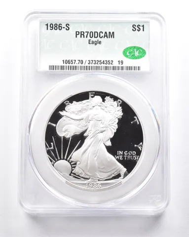 PR70 DCAM 1986-S American Silver Eagle CAC CACG a6294