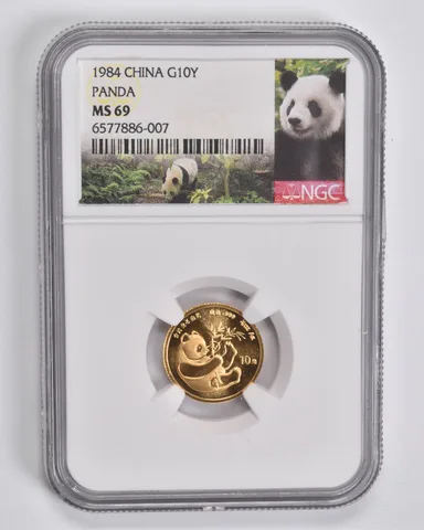 MS69 1984 China 10 Yuan 1/10 Oz. .999 Fine Gold Panda NGC a4213