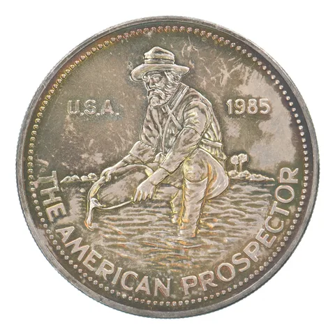 1985 Engelhard 1 Oz Silver American Prospector Beautiful Tone *7597