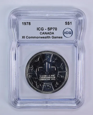 1978 Canada 1 Dollar Silver Commonwealth Games SP70 ICG