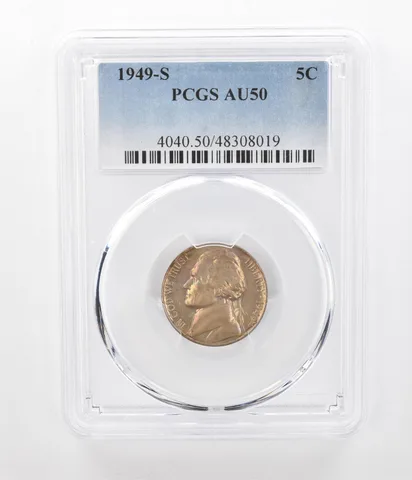 1949-S Jefferson Nickel AU50 PCGS Beautiful Tone *2412