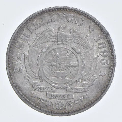 SILVER - WORLD Coin - 1895 South Africa 2 1/2 Shillings - World Silver Coin *760