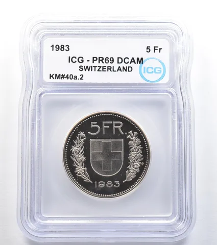 1983 Switzerland 5 Francs KM#40a.2 PR69 DCAM ICG *7943