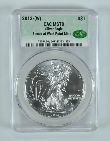 2013-(W) American Silver Eagle Struck At West Point MS70 CAC CACg
