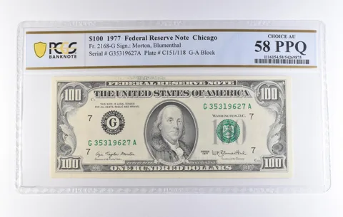 1977 $100 Chicago IL FRN Fr#2168-G Choice AU 58 PPQ PCGS *8268