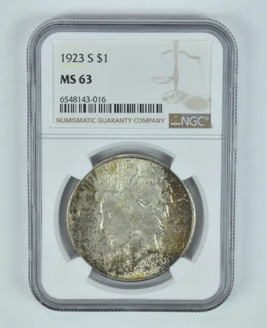 MS63 1923-S Peace Silver Dollar NGC - Great Tone *3378