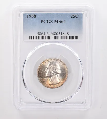 1958 Washington Quarter MS64 PCGS Beautiful Tone *0017