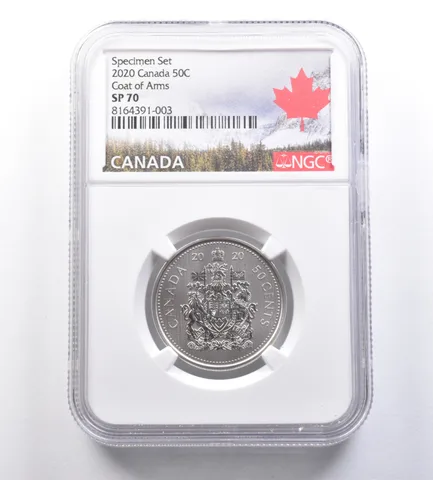 2020 Canada 50 Cents Specimen Set Coat Of Arms SP70 NGC a7044