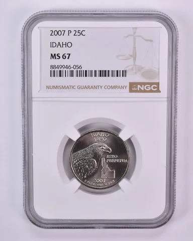 2007-P Washington State Quarter Idaho MS67 NGC Brown Label