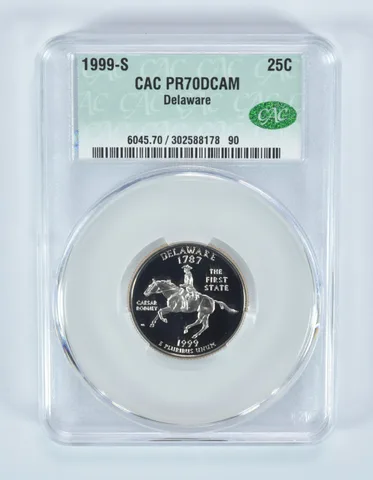 1999-S Washington State Quarter Delaware PR70 DCAM CAC CACg