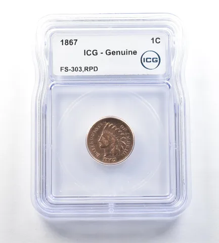 1867 Indian Head Cent FS-303 RPD Genuine ICG *0644
