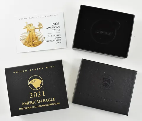 OGP 2021-W Gold Eagle 1 Oz Uncirculated Burnished T2 BOX & COA - NO COIN