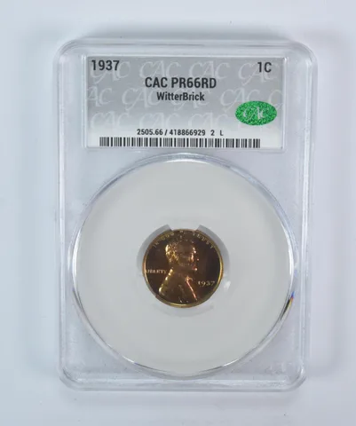1937 Lincoln Wheat Cent WitterBrick PR66 RD CAC CACg *5755
