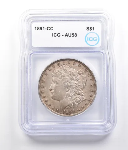 1891-CC Morgan Silver Dollar AU58 ICG a2709