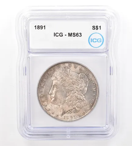 1891 Morgan Silver Dollar MS63 ICG Beautiful Tone a7396