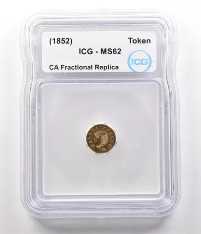 (1852) California Fractional Gold Token Indian Head 1/2 Dollar MS62 ICG *4927