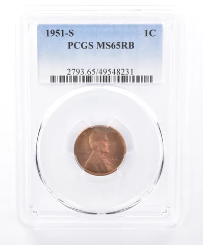 1951-S Lincoln Wheat Cent MS65 RB PCGS Beautiful Tone *9313
