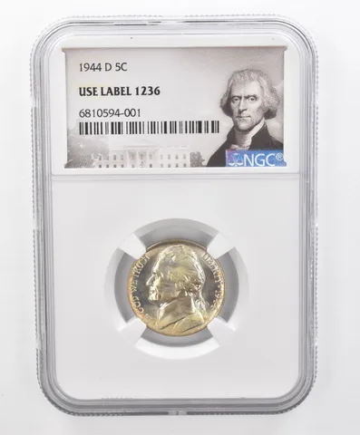 1944-D Jefferson Nickel Use Label 1236 NGC Beautiful Tone *2678
