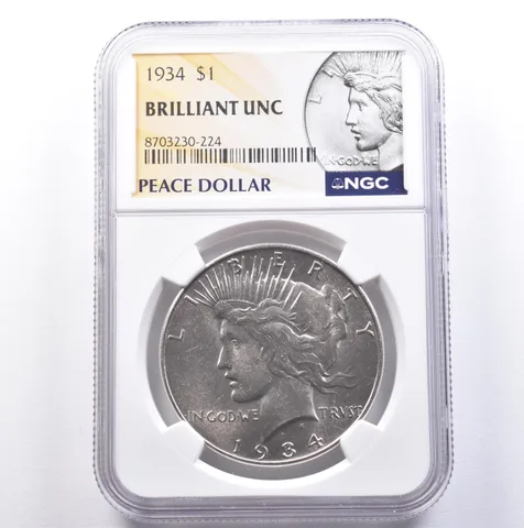 1934 Peace Silver Dollar BU NGC *9039
