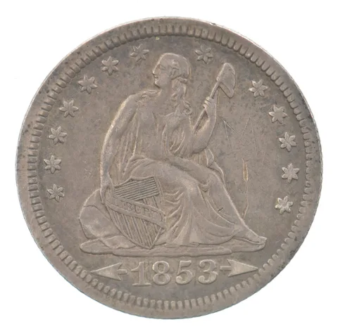 1853 Seated Liberty Quarter Arrows Beautiful Tone *7558