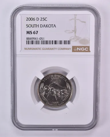 2006-D Washington State Quarter South Dakota MS67 NGC Brown Label