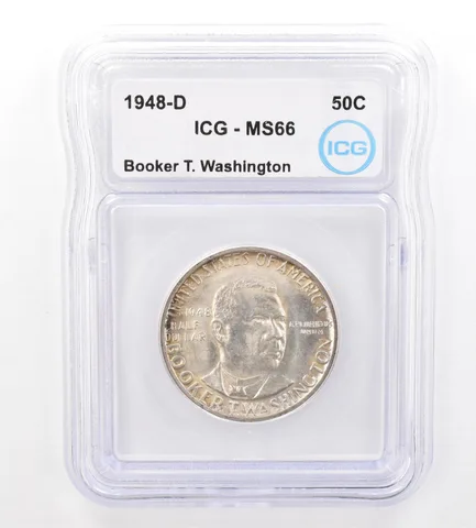 1948-D Booker T Washington Commemorative Half Dollar MS66 ICG Nice Tone *7382