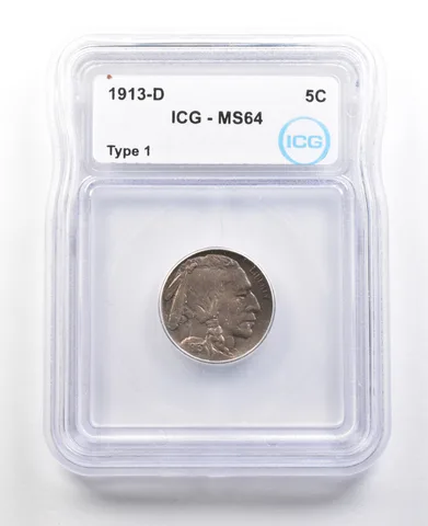 1913-D Indian Head Buffalo Nickel Type 1 MS64 ICG *3572