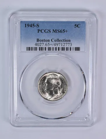 1945-S Jefferson Nickel Boston Collection MS65+ PCGS