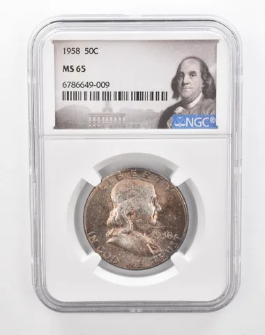 1958 Franklin Half Dollar MS65 NGC Beautiful Tone *2855