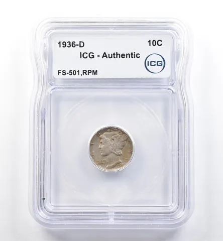 1936-D Mercury Dime FS-501 RPM Authentic ICG *5992