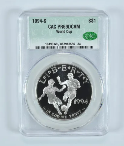 1994-S World Cup Soccer Commemorative Silver Dollar PR69 DCAM CAC CACg