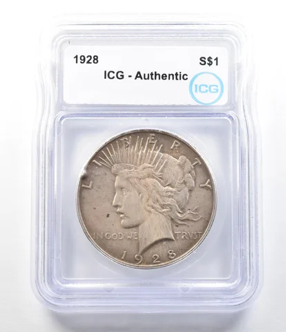 1928 Peace Silver Dollar Authentic ICG a0424
