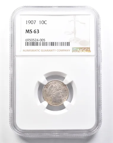 1907 Barber Dime MS63 NGC a2191