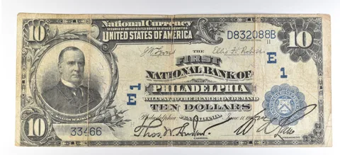 1902 $10 National Currency Note Philadelphia PA Ch#1 Large Note *5630
