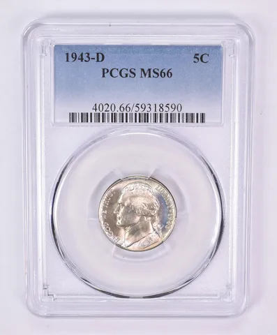 1943-D Jefferson Nickel MS66 PCGS Beautiful Tone *1142