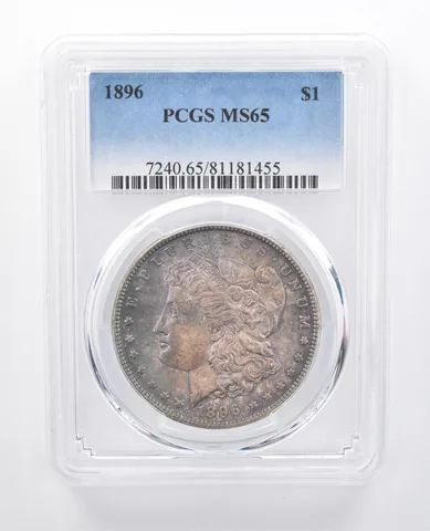 1896 Morgan Silver Dollar MS65 PCGS Blue/Purple Tone a8034