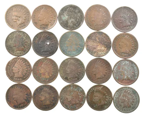 Lot 20 1800's 1890-1899 Indian Head Penny Cents US Coin Collection 2/5 Roll *488