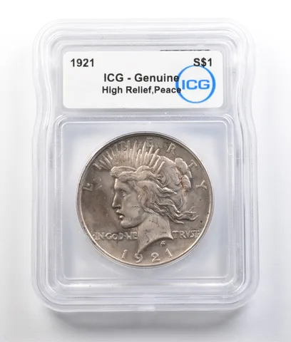 1921 Peace Silver Dollar High Relief Genuine ICG *9346