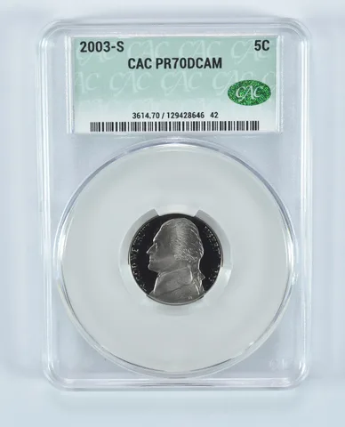 2003-S Jefferson Nickel PR70 DCAM CAC CACg