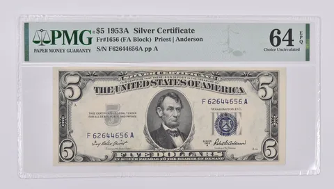 $5 1953 A Silver Certificate FR-1656 PMG 64 EPQ Choice Unc